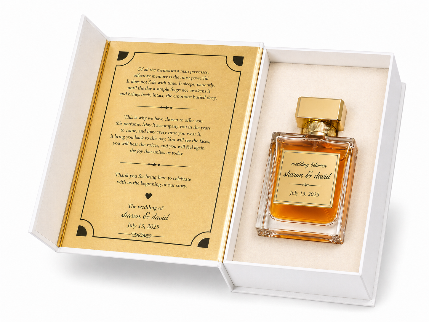 Luxury wedding perfume favor open box