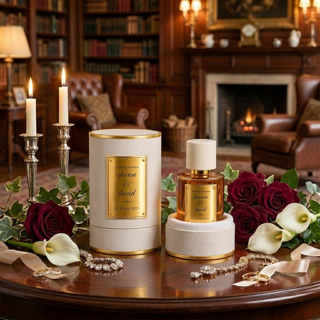 Wedding favor perfume in natural light